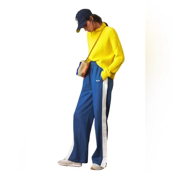 Anthropology lemon yellow funnel neck knit sweater size medium - Picture 3 of 10